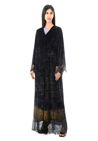 Hanayen Winter Abaya With Lace Details