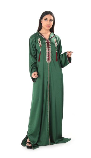 Hanayen Green Hooded Neck Jalabiya