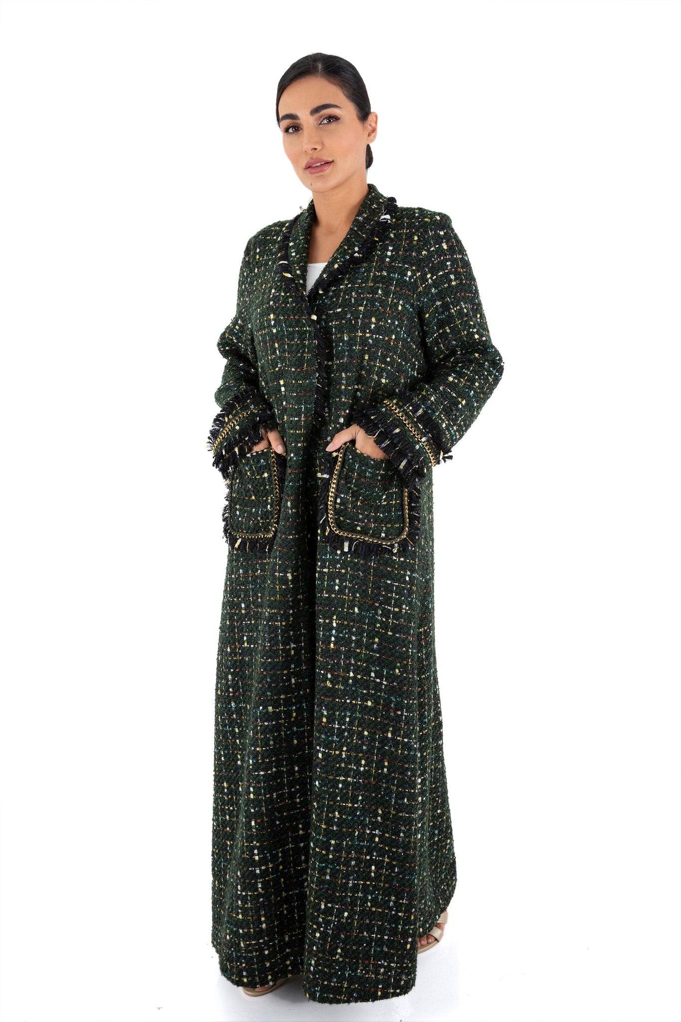 Hanayen Green Winter special Fabric Abaya