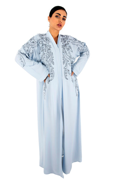 Hanayen Modern Abaya with Baroque inspired embroidery highlighted with Crystal elements