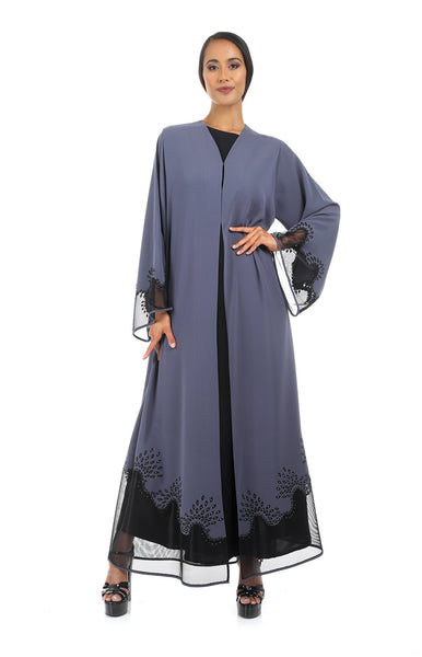 Hanayen Lace & Laser Cut Abaya With Crystals