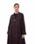 Hanayen Maroon Jacket Abaya Design With Lapel Crystal