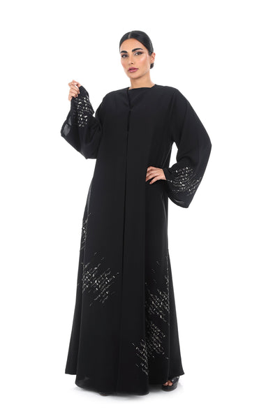 Hanayen Modern Abaya with Intricate Laser and Crystal Embellishment