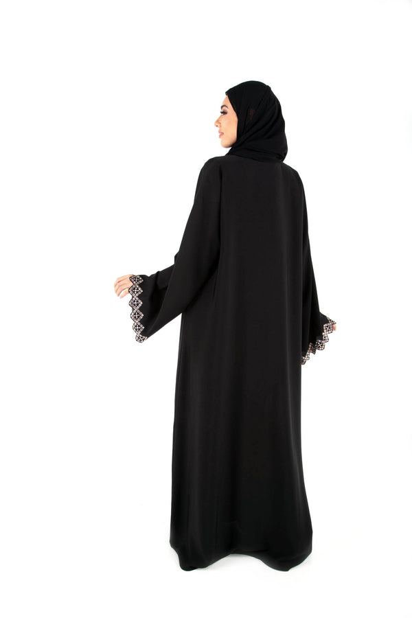 Buy black abaya with Swarovski crystal elements Hanayen Luxury