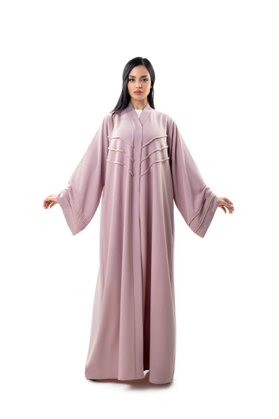 Hanayen Pink Abaya With Beads Details