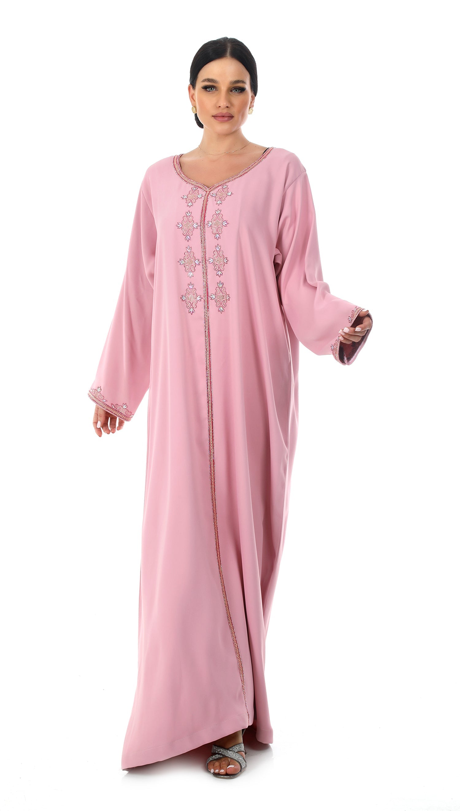 arabic ladies dress jalabiya HANA & SARA LONG FLORAL PRINTED CREPE STYLISH ARABIC JALABIYA DRESS for Women