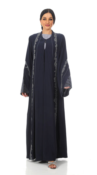 Hanayen Special Events Abaya With Laser Cut and Dantel Details