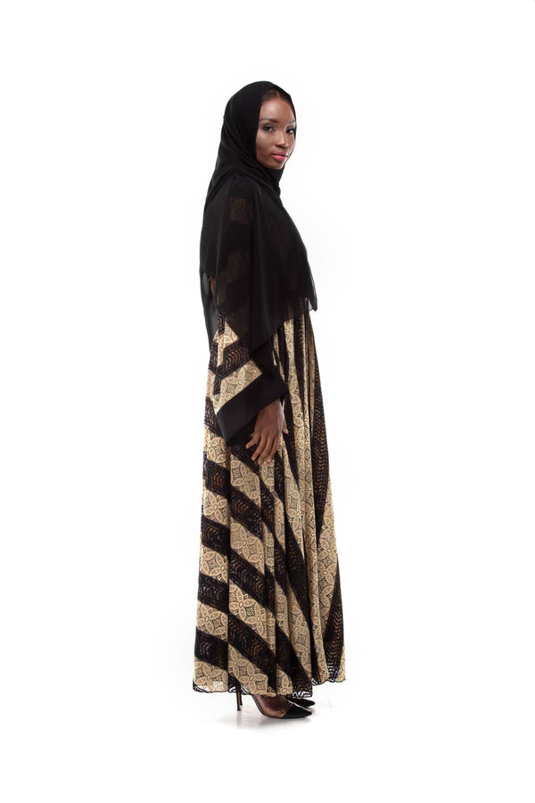 Stylish Lace Abaya with Matching Hijab