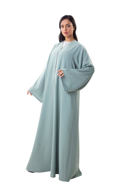 Hanayen V-Neck Pastel Green Plain Abaya